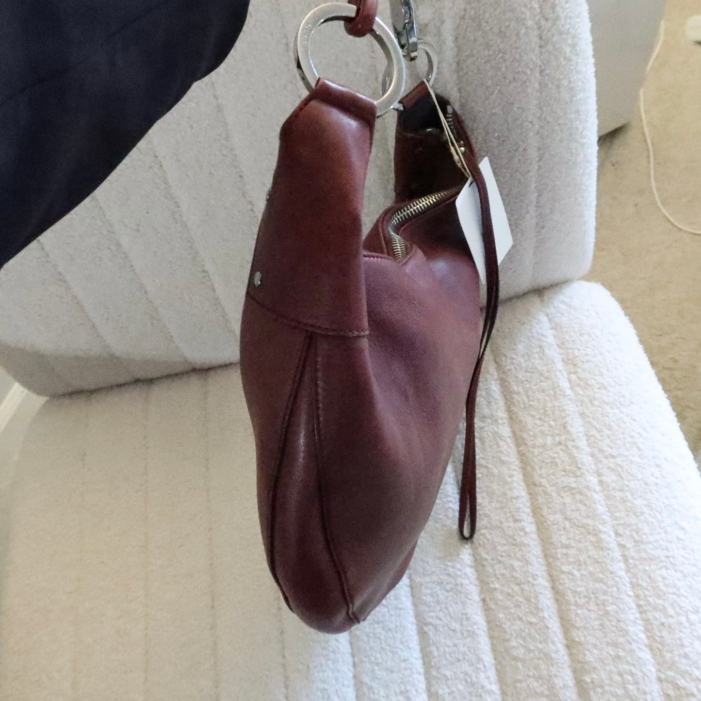 GUCCI Maroon Leather Crescent Hobo Shoulder Bag