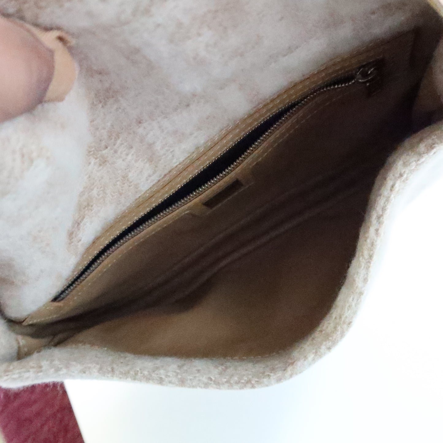 FENDI Wool Baguette Bag Beige