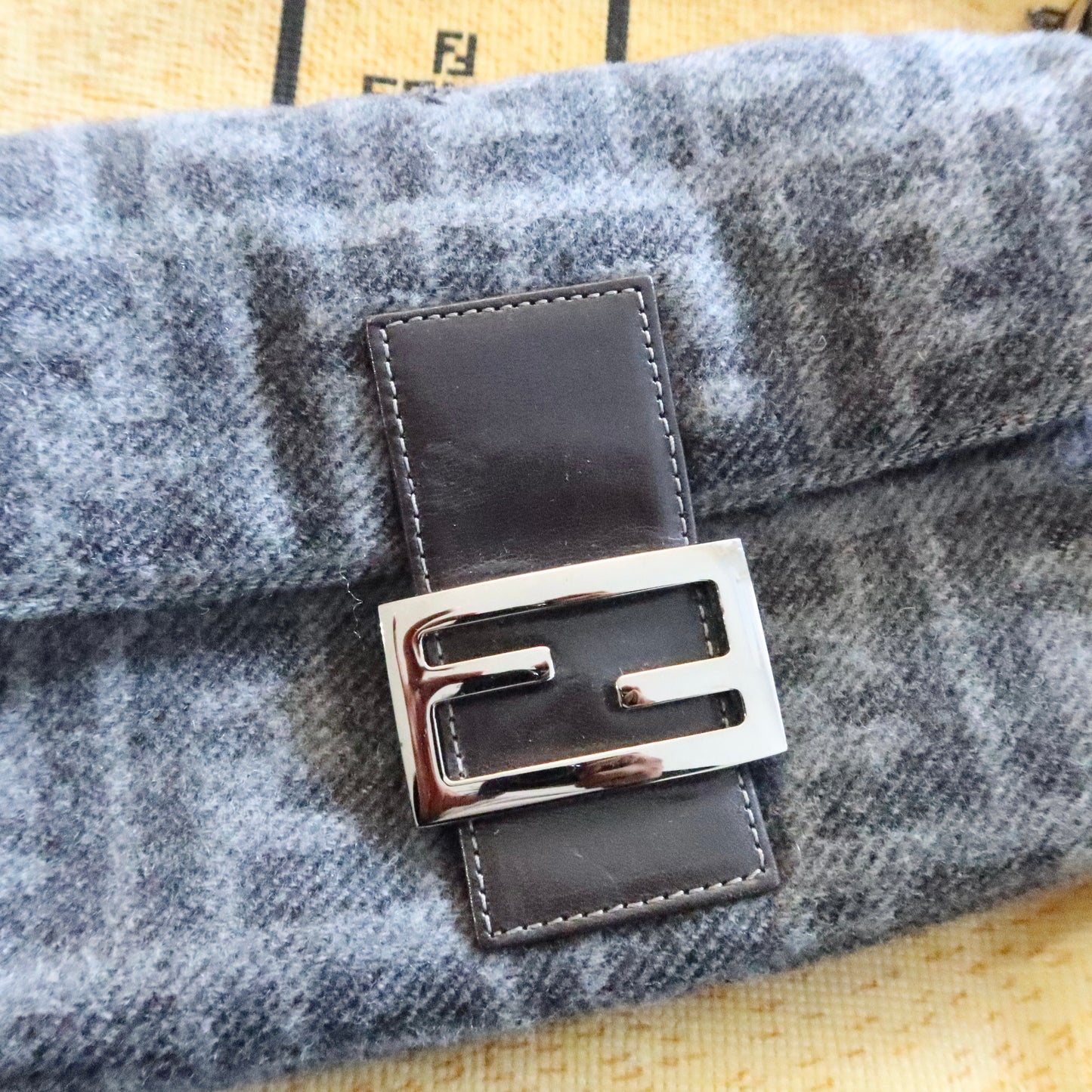 FENDI Wool Baguette Bag Grey