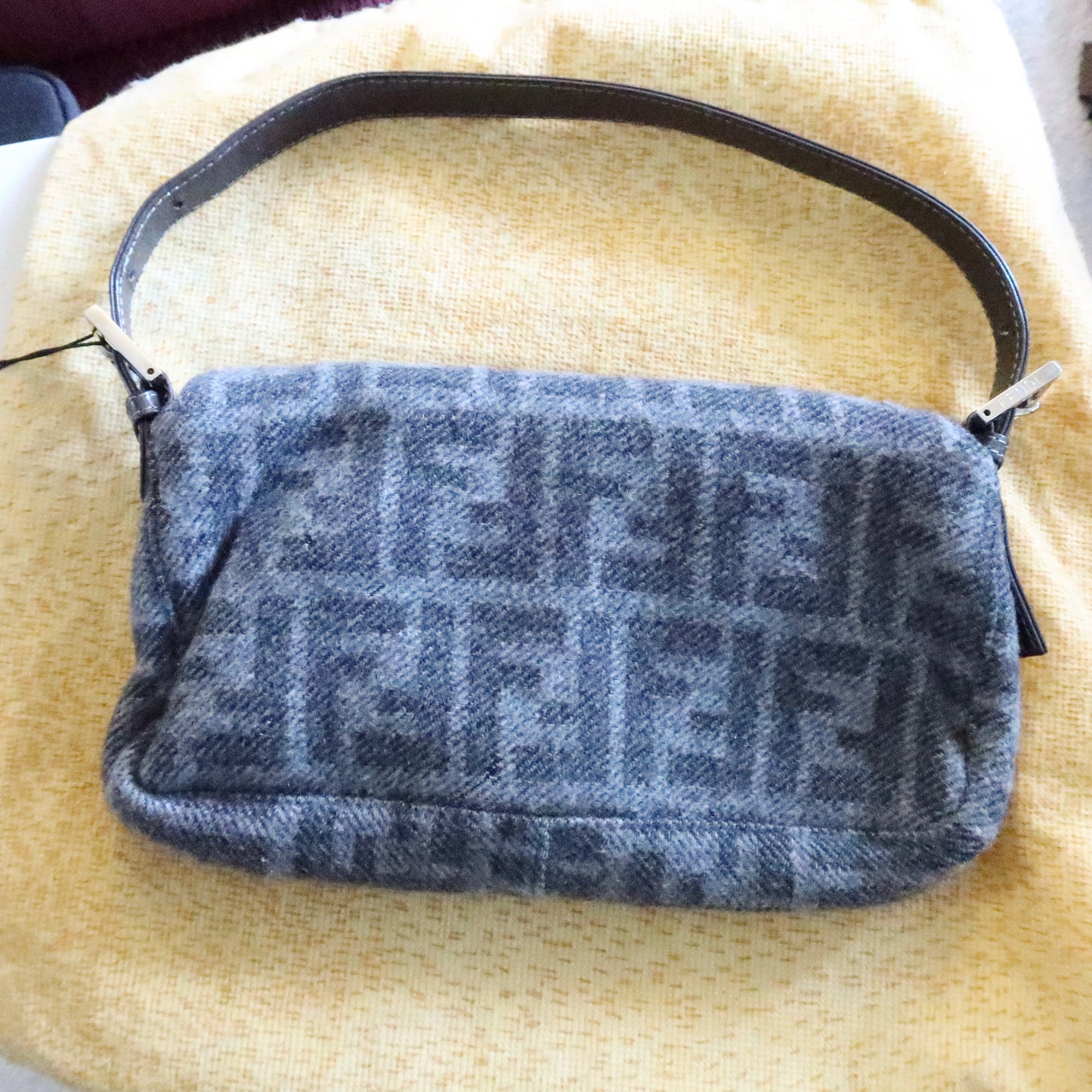 FENDI Wool Baguette Bag Grey