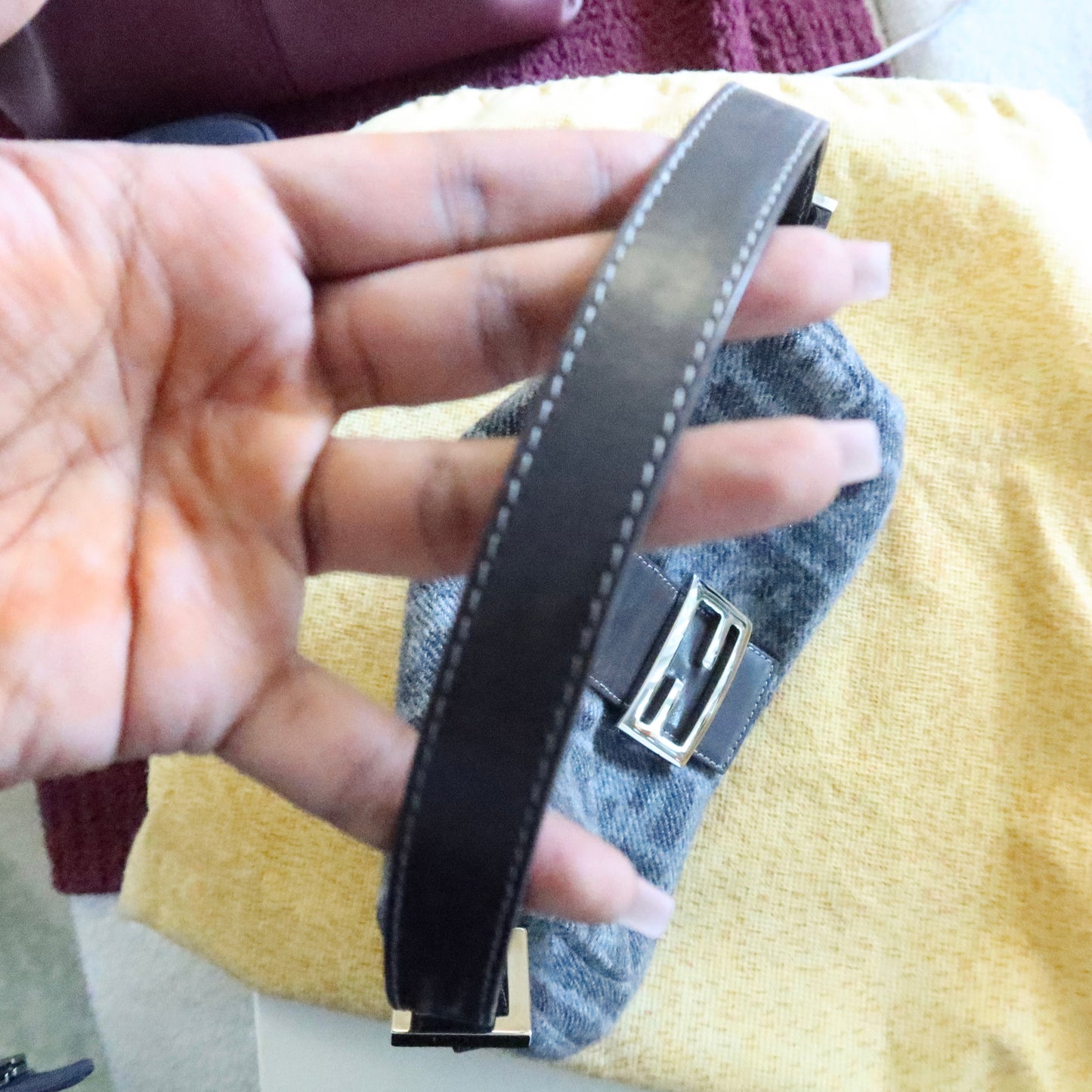 FENDI Wool Baguette Bag Grey