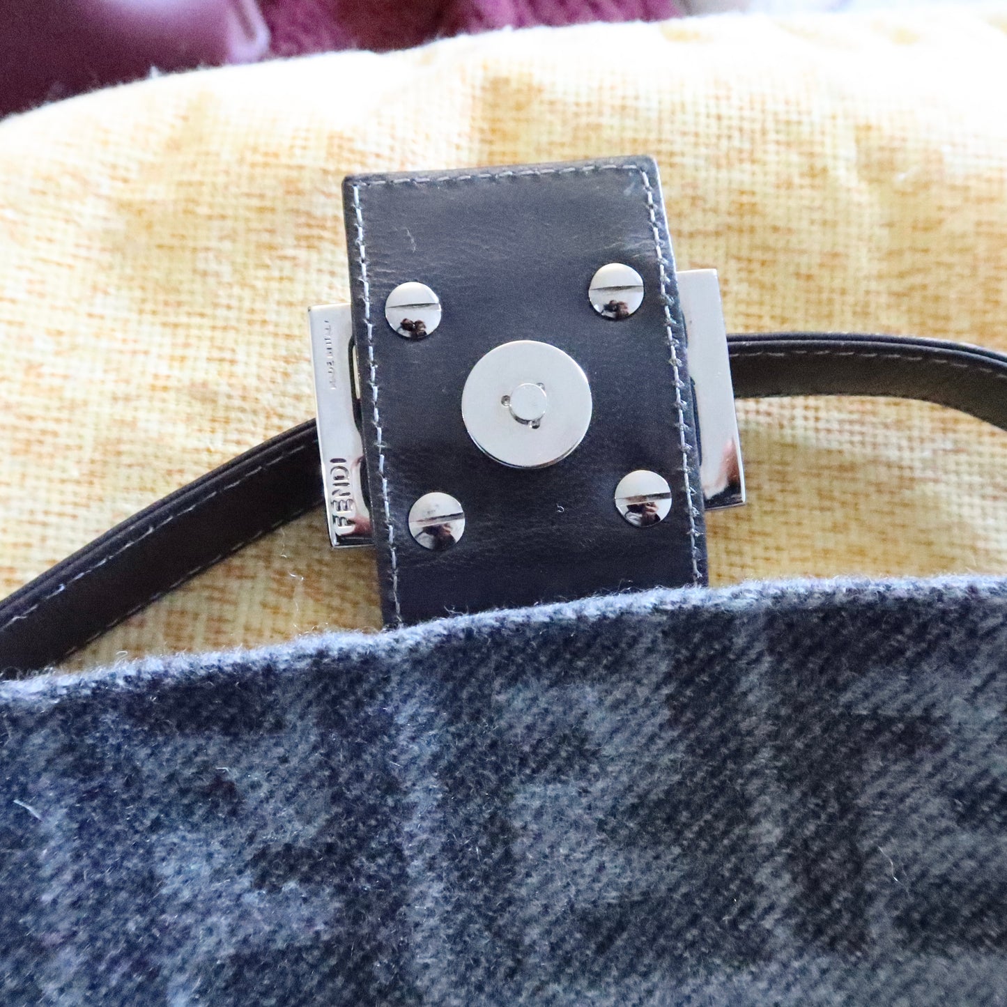 FENDI Wool Baguette Bag Grey