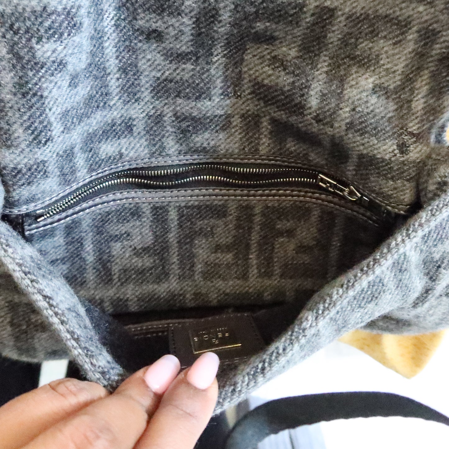 FENDI Wool Baguette Bag Grey