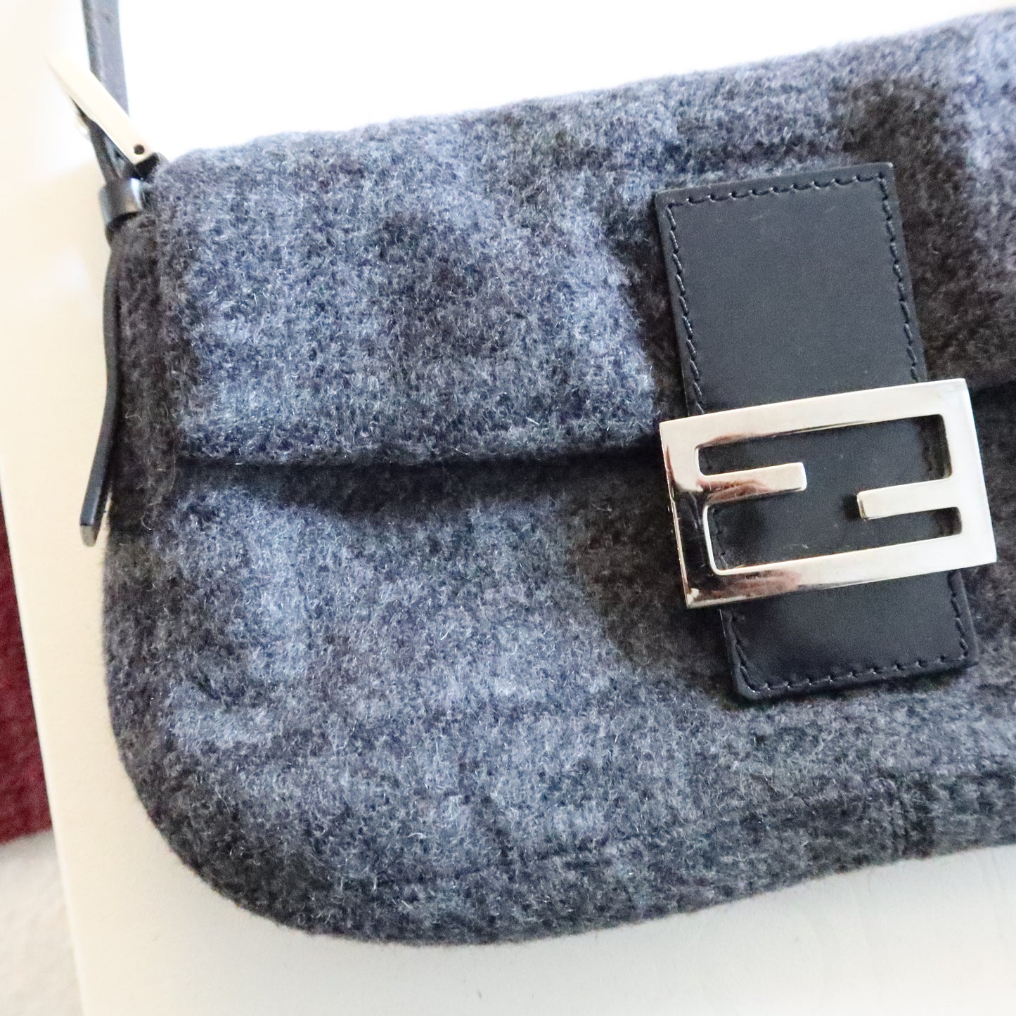 FENDI Wool Baguette Bag Black