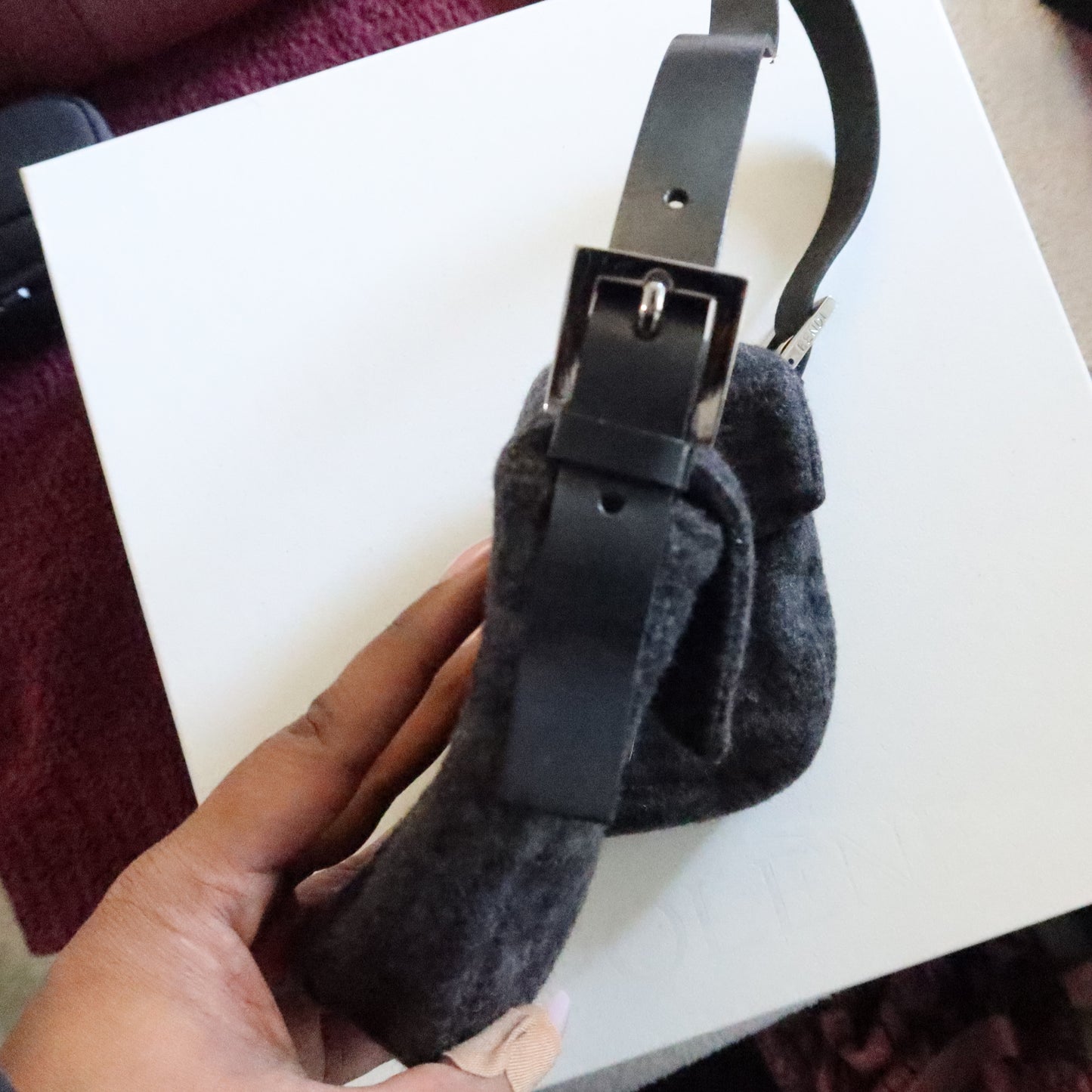 FENDI Wool Baguette Bag Black