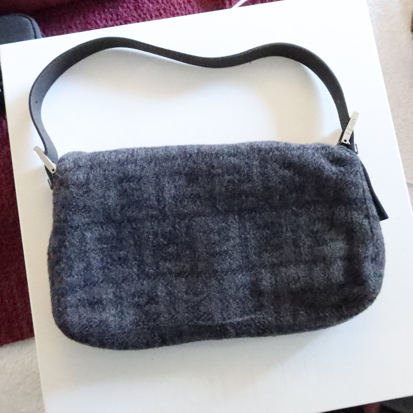 FENDI Wool Baguette Bag Black