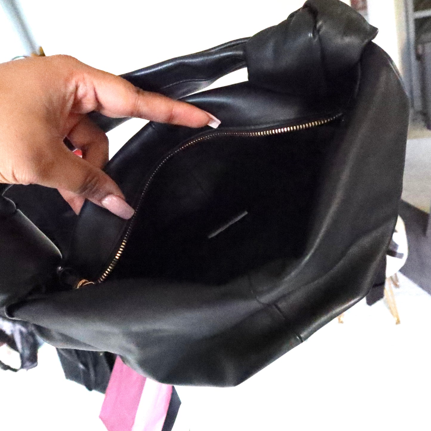 BOTTEGA VENETA Mini Double Knot Bag Black Intrecciato Nappa Leather