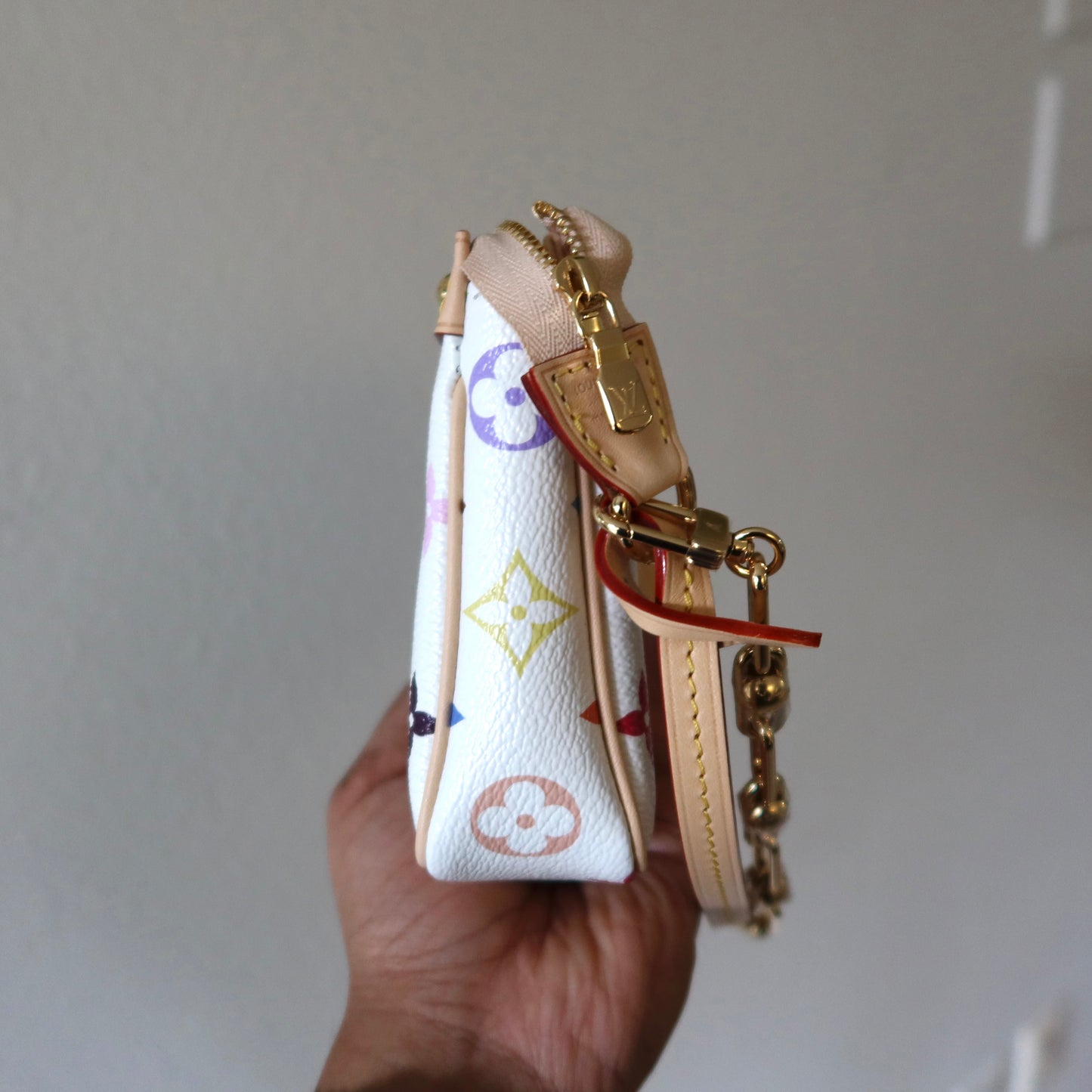 LOUIS VUITTON Murakami Multicolor White 20 Yr Anniversary Pochette Accessoires