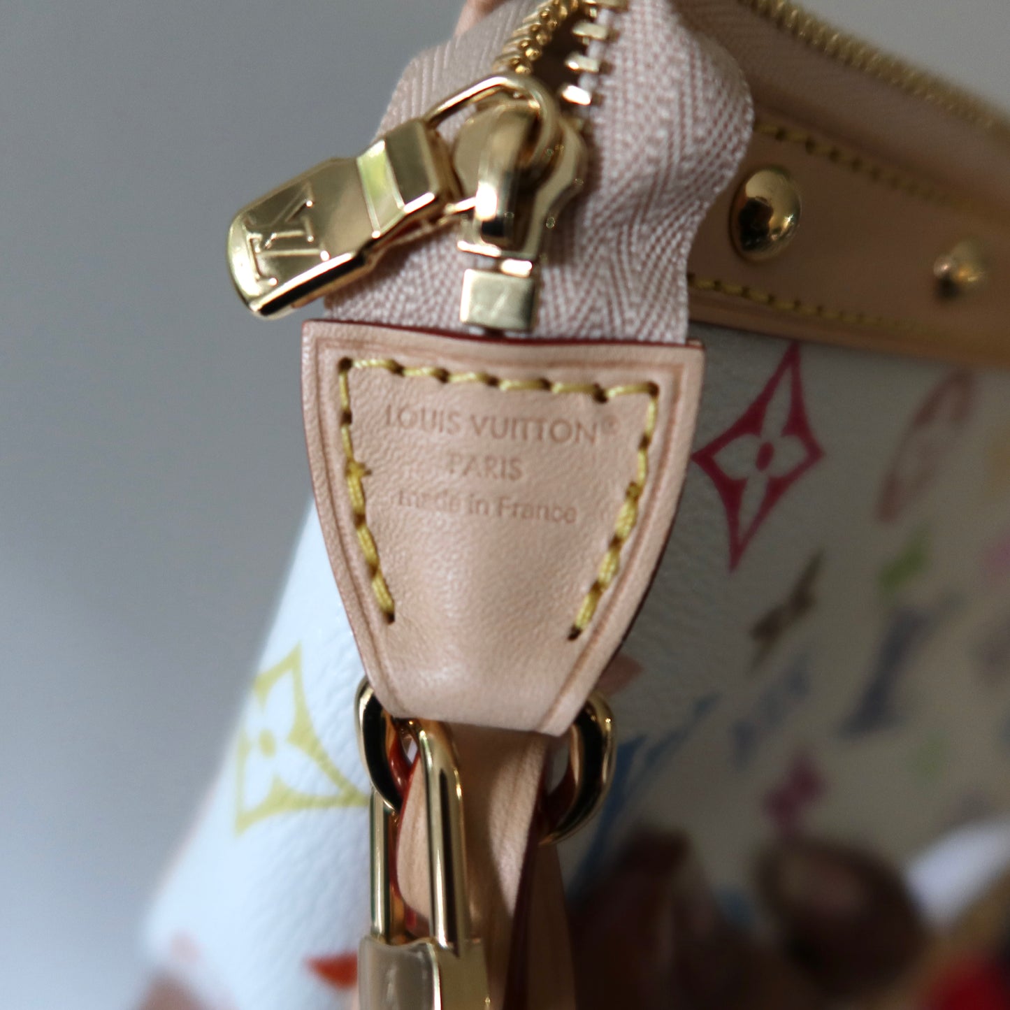 LOUIS VUITTON Murakami Multicolor White 20 Yr Anniversary Pochette Accessoires