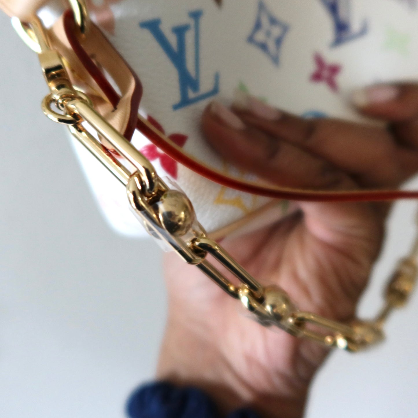 LOUIS VUITTON Murakami Multicolor White 20 Yr Anniversary Pochette Accessoires