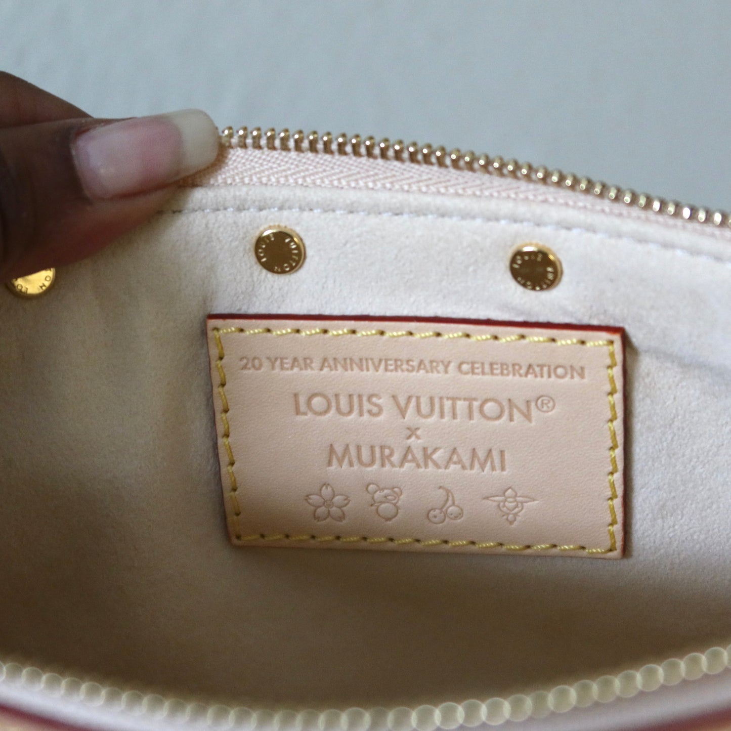 LOUIS VUITTON Murakami Multicolor White 20 Yr Anniversary Pochette Accessoires