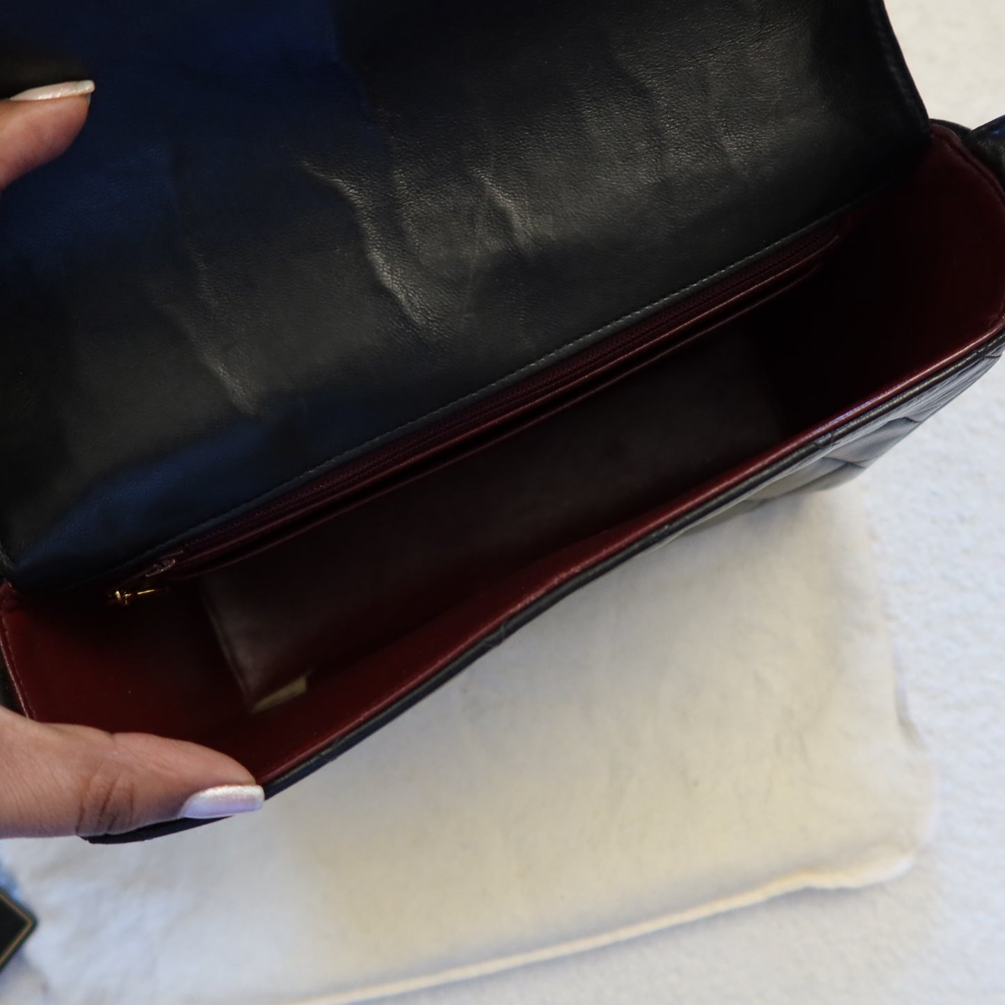 CHANEL 1994 Lambskin Quilted Black Shoulder Crossbody Bag