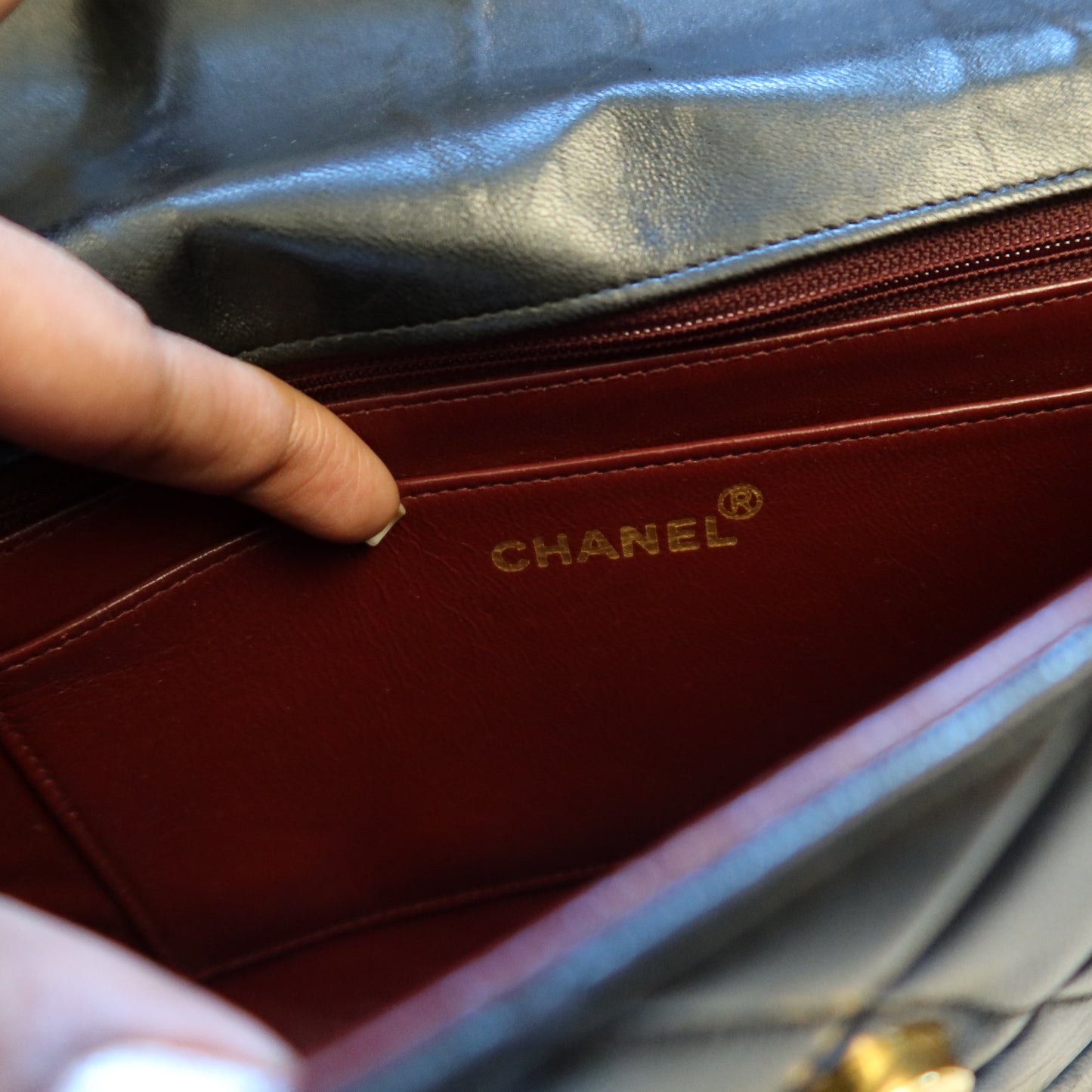 CHANEL 1994 Lambskin Quilted Black Shoulder Crossbody Bag
