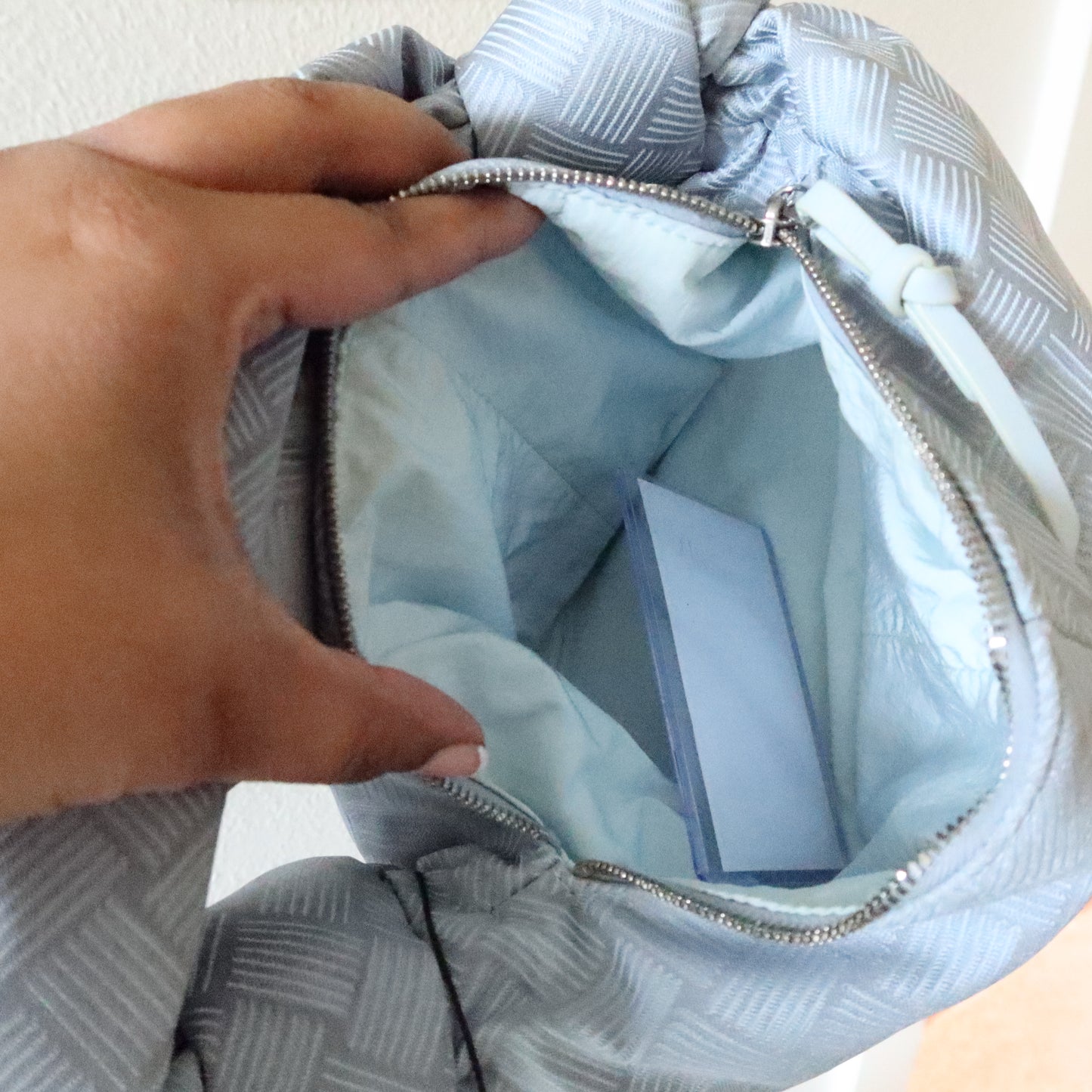 BOTTEGA VENETA Double Knot Blue Bubble Mini Jodie Bag