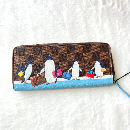LOUIS VUITTON Clemence Wallet Damier Ebene Penguins
