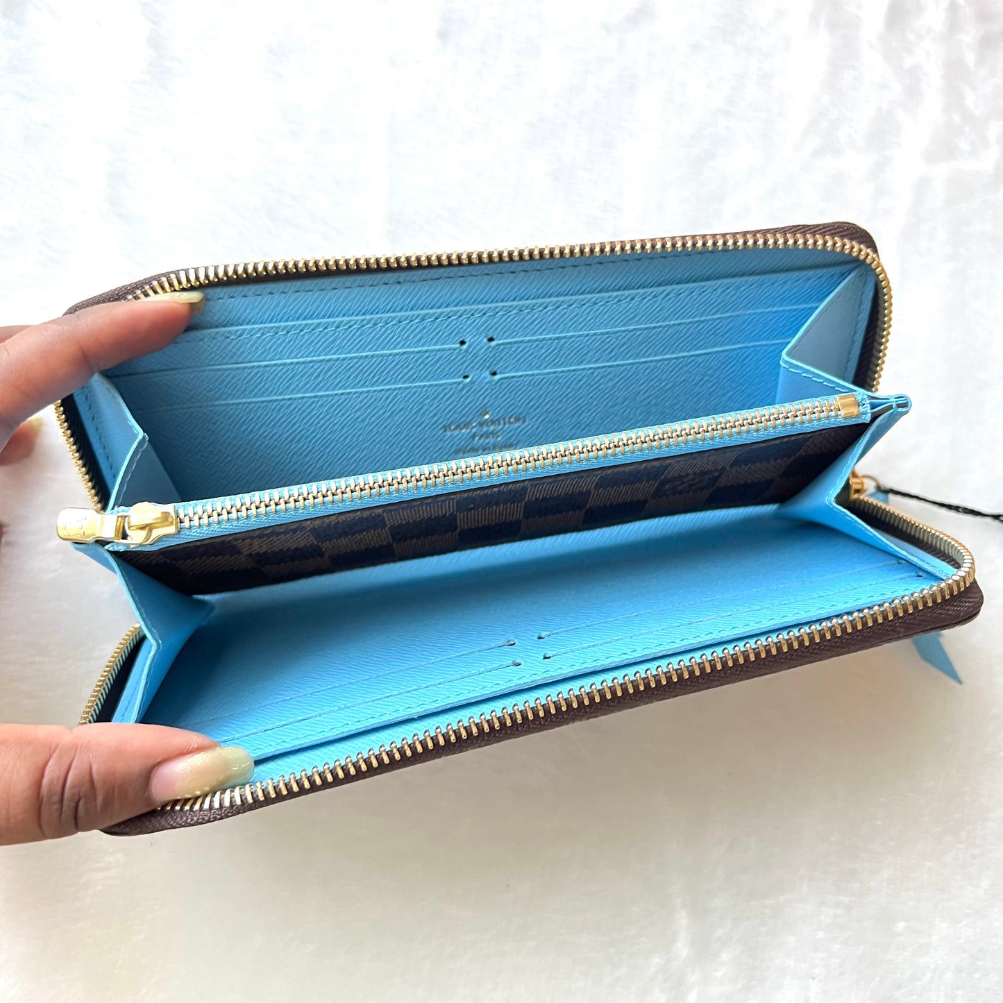 LOUIS VUITTON Clemence Wallet Damier Ebene Penguins