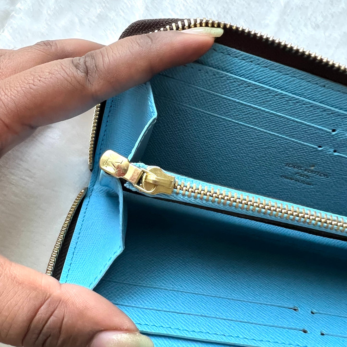 LOUIS VUITTON Clemence Wallet Damier Ebene Penguins