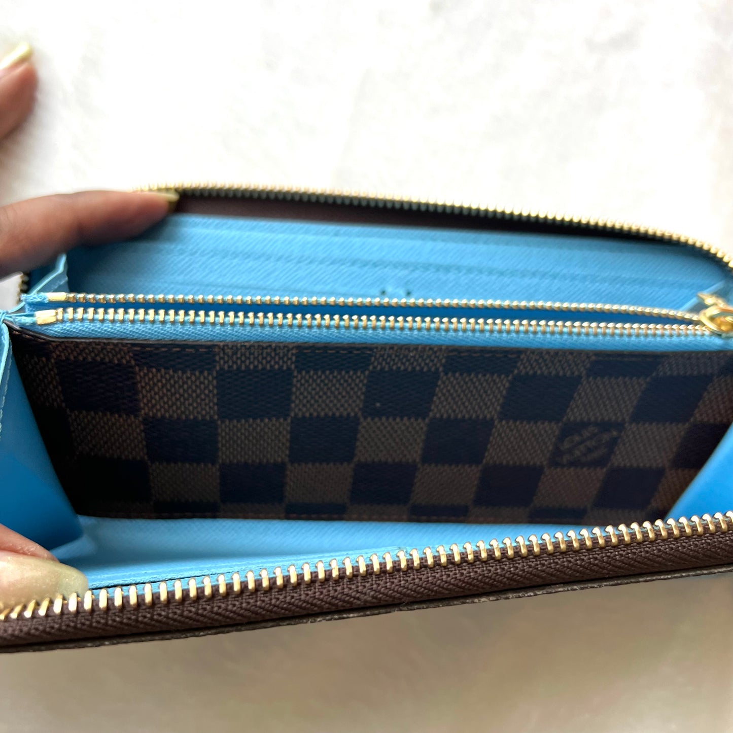 LOUIS VUITTON Clemence Wallet Damier Ebene Penguins